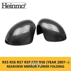 Carbon Fiber Car Side Mirror Cover Wing Cap For MINI Cooper S R55 R56 R57 R60