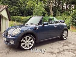 Mini Cooper convertible blue 1.6 petrol bonnet stripes 6 speed 2009 low mileage