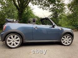 Mini Cooper convertible blue 1.6 petrol bonnet stripes 6 speed 2009 low mileage