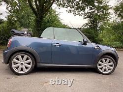 Mini Cooper convertible blue 1.6 petrol bonnet stripes 6 speed 2009 low mileage