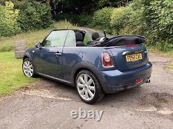 Mini Cooper convertible blue 1.6 petrol bonnet stripes 6 speed 2009 low mileage