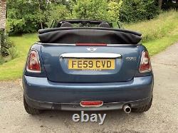 Mini Cooper convertible blue 1.6 petrol bonnet stripes 6 speed 2009 low mileage