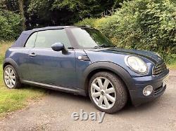 Mini Cooper convertible blue 1.6 petrol bonnet stripes 6 speed 2009 low mileage